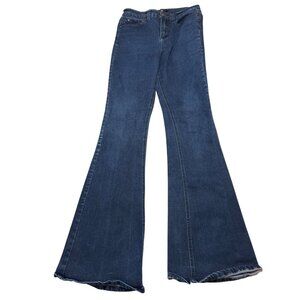 Tinsel High Rise Flared Denim Blue Jeans Wide Leg Boho Hippie Retro Size 28